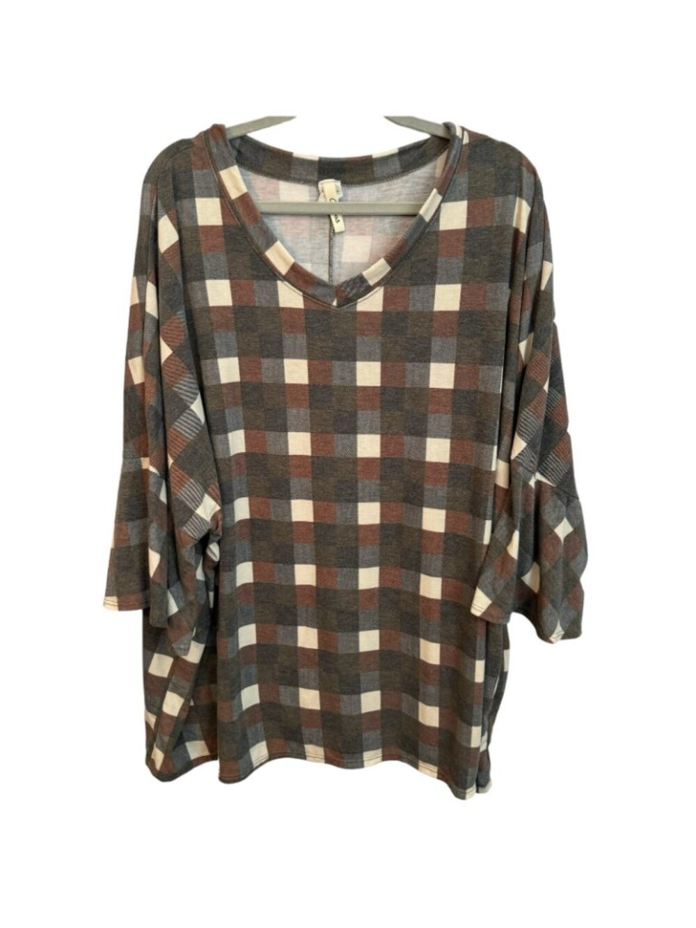 Crepas Blouse Size 2X/3X Gray Multi Sleeves 3/4 Women Top Blouse - Picture 6 of 12